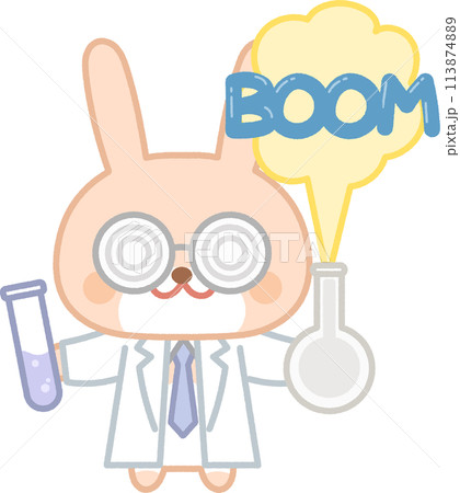 実験をするウサギのキャラクター 113874889