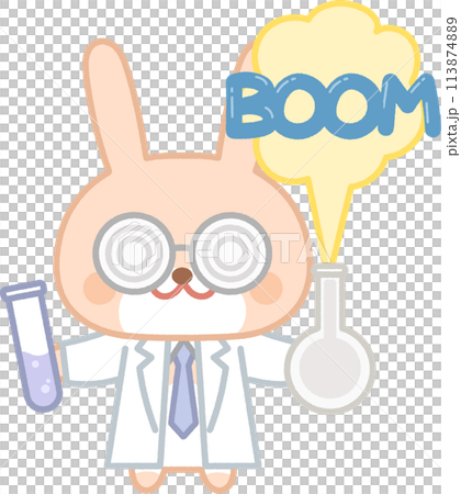実験をするウサギのキャラクター 113874889