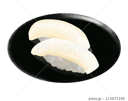 握り寿司（イカ）黒皿付き 113875100