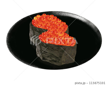 軍艦巻き（イクラ）黒皿付き 113875101