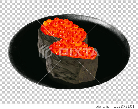 軍艦巻き（イクラ）黒皿付き 113875101