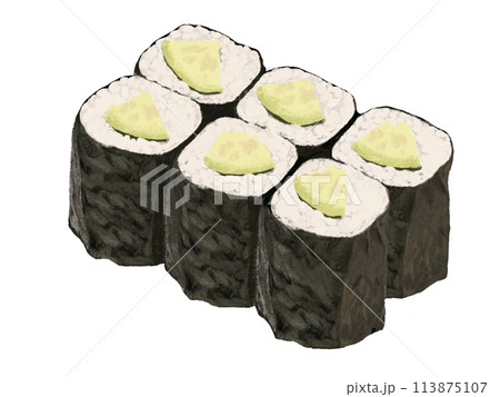 カッパ巻き（皿なし）白背景 113875107