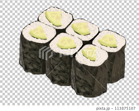 カッパ巻き（皿なし）白背景 113875107