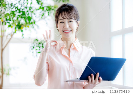 仕事をする女性 仕事をする女性 113875419