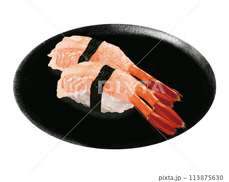 握り寿司（甘エビ）黒皿付き 113875630