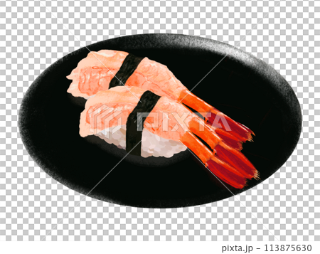 握り寿司（甘エビ）黒皿付き 113875630