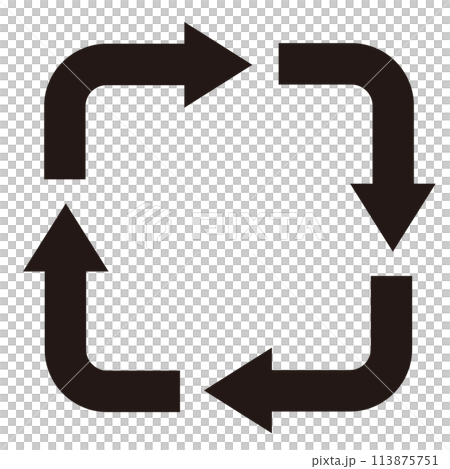 循環圓圈方形箭頭/黑色 113875751