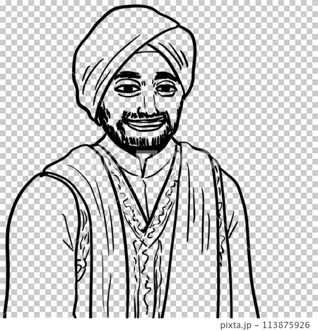 簡單的印度線條畫 113875926