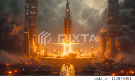 rocket launch into space rocket launch into space 113876491