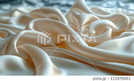 abstract background texture of white fabric with waves 113876601