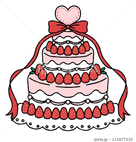 いちごのかわいいウェディングケーキ 113877310
