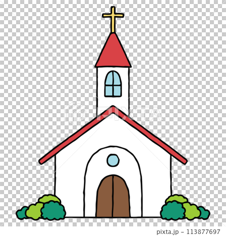 有紅色屋頂的可愛的教堂 113877697