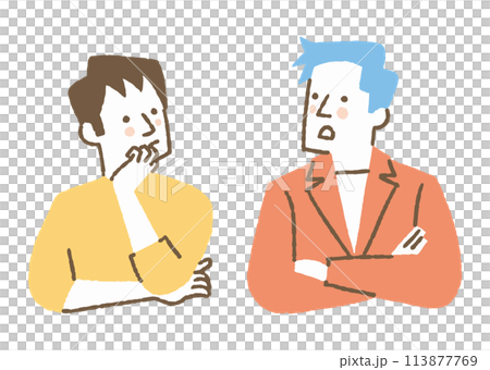 仕事の話をしている男性二人_色 113877769