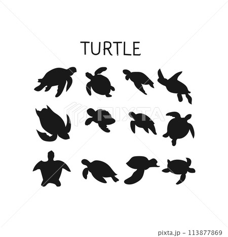 turtle silhouette set turtle silhouette set 113877869