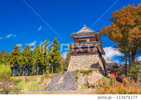 《長野県》上田城址公園　南櫓　秋の紅葉 113878177
