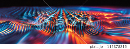 Surreal, flowing color waves blending into each other in an ethereal, dreamlike landscape. 113878216
