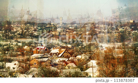 Abstract image of a winter city, stylization 113878307