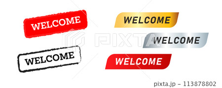 welcome black red gold and silver square stamp label sticker greeting conversation welcome black red gold and silver square stamp label sticker greeting conversation 113878802