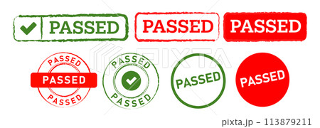 passed rectangle circle green and red color stamp label success approved passed rectangle circle green and red color stamp label success approved 113879211