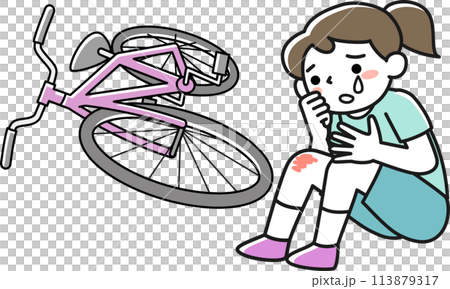 女孩騎自行車跌倒痛哭 113879317