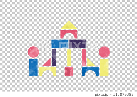 カラフルな積み木の家 113879385