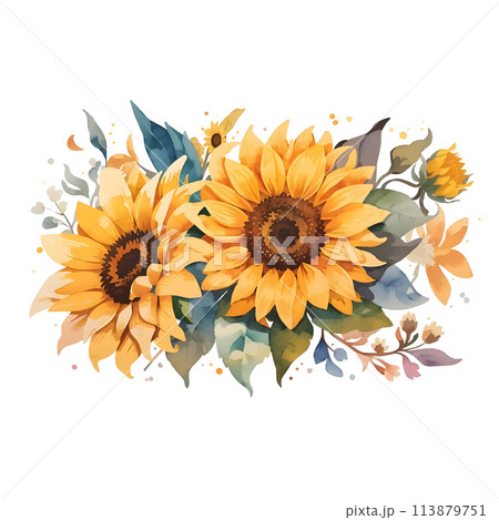 bouquet of sunflowers clip art. 113879751