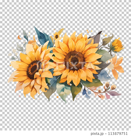 bouquet of sunflowers clip art. 113879751