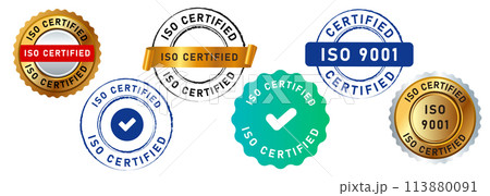 iso certified circle stamp label seal emblem badge sign for guarantee confirmation accredited iso certified circle stamp label seal emblem badge sign for guarantee confirmation accredited 113880091