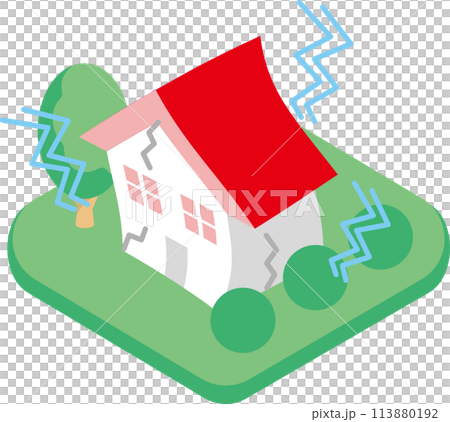 Isometric icon decoration house residential earthquake disaster illustration material Isometric icon decoration house residential earthquake disaster illustration material 113880192