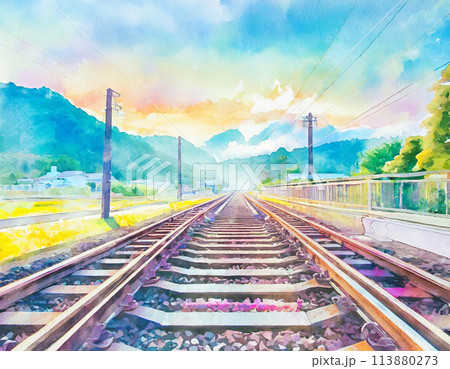 線路水彩画 113880273