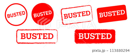 busted red circle and square rubber stamp label sticker sign criminal mark 113880294
