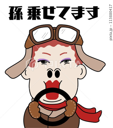 孫を乗せて運転中のおばちゃん 孫を乗せて運転中のおばちゃん 113880417