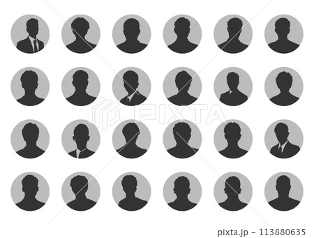 男性の匿名プロフィールの顔写真シルエットのイラストセット 男性の匿名プロフィールの顔写真シルエットのイラストセット 113880635