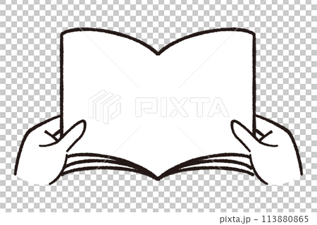 手繪1color 手打開書本 手繪1color 手打開書本 113880865