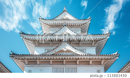 青空と日本のお城 113881430
