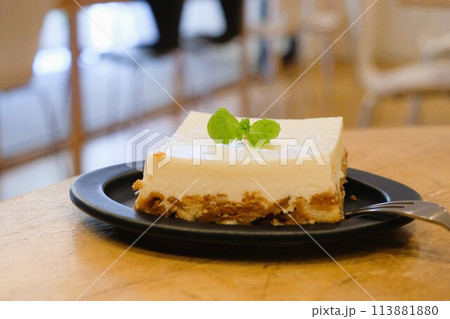 ミントの乗ったレアチーズケーキ ミントの乗ったレアチーズケーキ 113881880