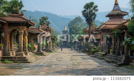 Nepalese palaces in the mountains 113882075