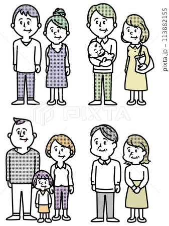 いろいろな世代の家族のイラスト いろいろな世代の家族のイラスト 113882155