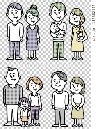 いろいろな世代の家族のイラスト いろいろな世代の家族のイラスト 113882155