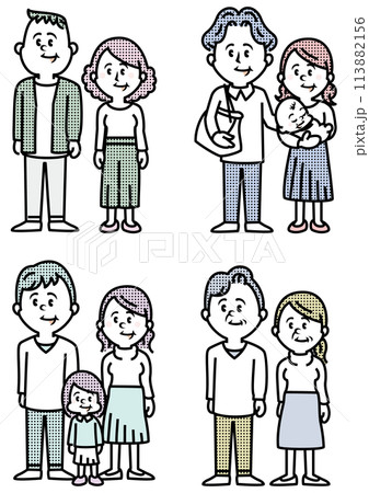 いろいろな世代の家族のイラスト 113882156