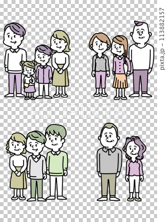 いろいろな世代の家族のイラスト いろいろな世代の家族のイラスト 113882157