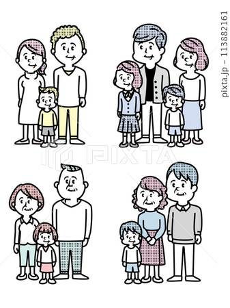 いろいろな世代の家族のイラスト いろいろな世代の家族のイラスト 113882161