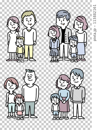 いろいろな世代の家族のイラスト いろいろな世代の家族のイラスト 113882161