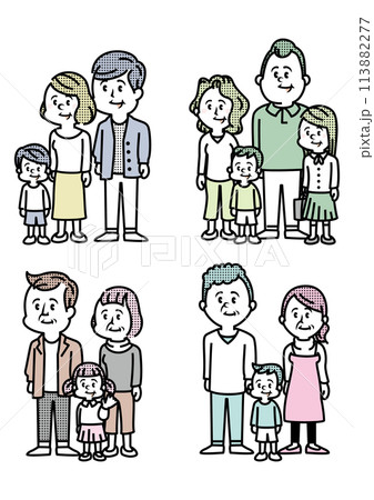 いろいろな世代の家族のイラスト いろいろな世代の家族のイラスト 113882277