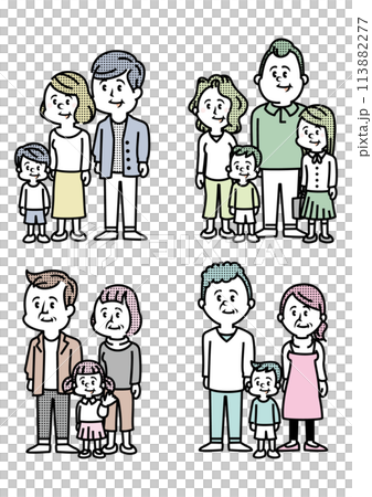 いろいろな世代の家族のイラスト いろいろな世代の家族のイラスト 113882277