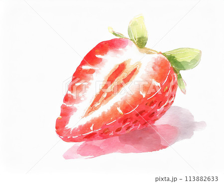 水彩で描いたイチゴ 水彩で描いたイチゴ 113882633