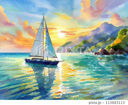 海に浮かぶヨット 113883113