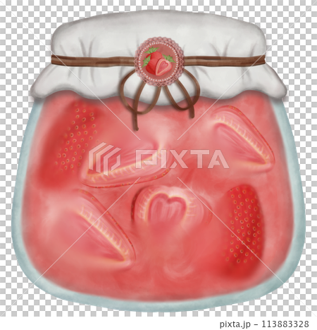 Set of fruit jams in glass jars hand drawn in cartoon style. Set of fruit jams in glass jars hand drawn in cartoon style. 113883328