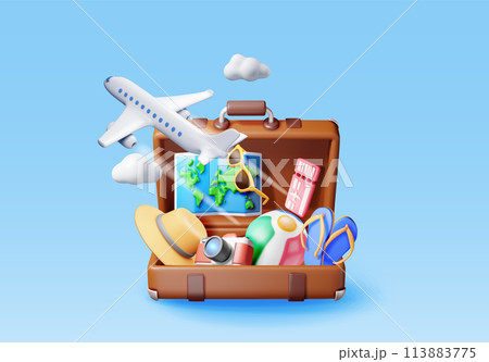 3D travel bag. Holiday or vacation. 113883775