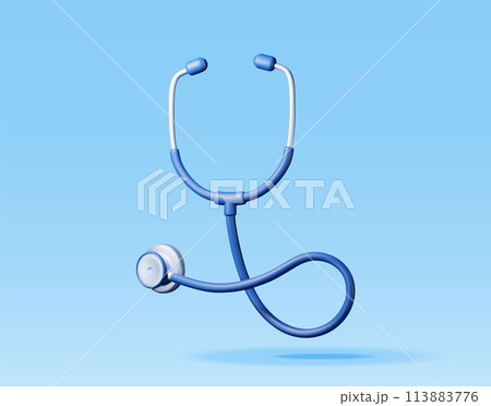3D medical stethoscope isolated on blue 113883776